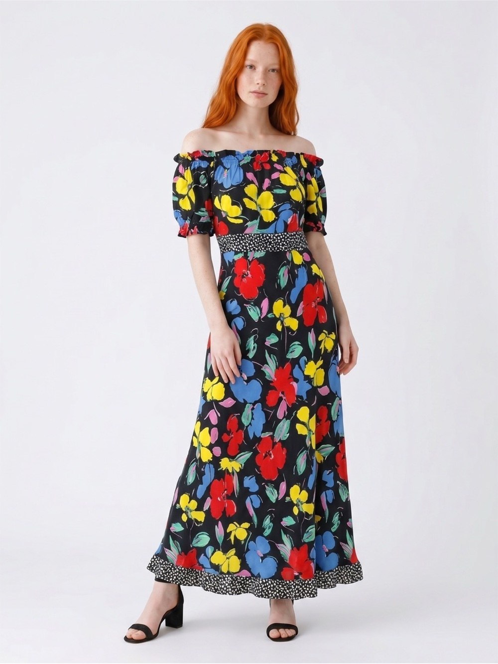 RIXO x Target Multicolored Floral Off-Shoulder Maxi Dress Sz 2